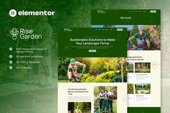 Risegarden - Landscape & Gardening Service Elementor Template Kit