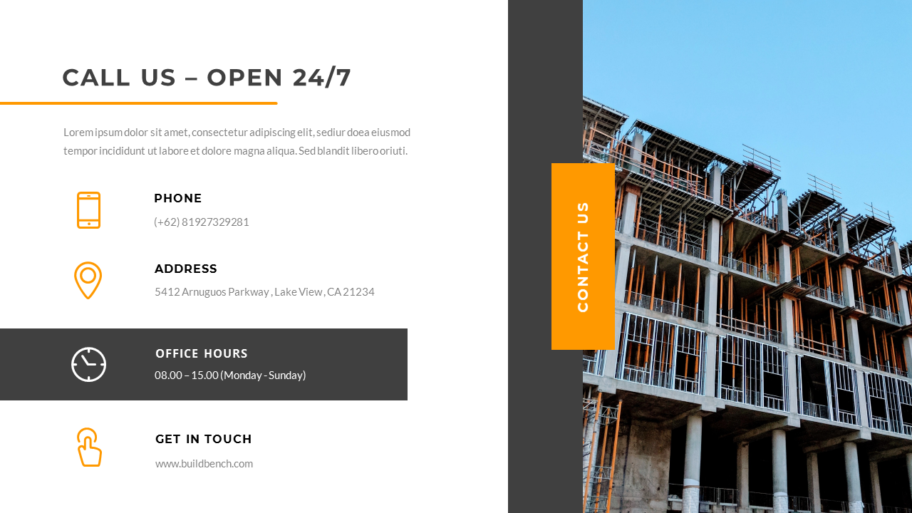 BuildBench - Construction Google Slides Presentation Template ...