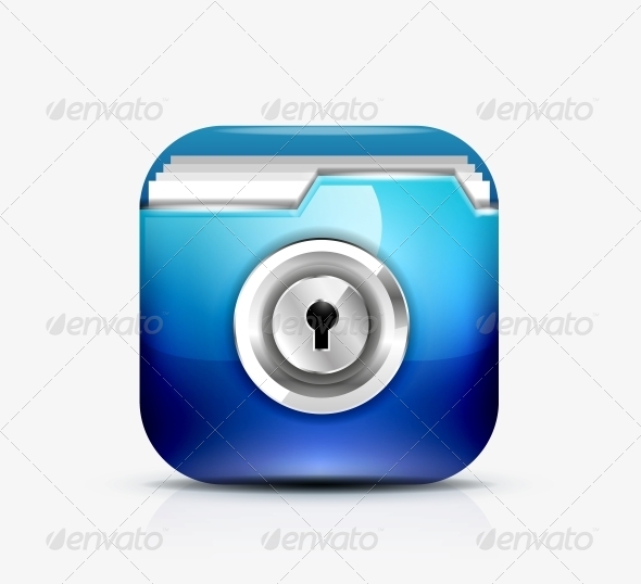 Locked Folder Icon / Folder Protection Concept - Web Elements Vectors