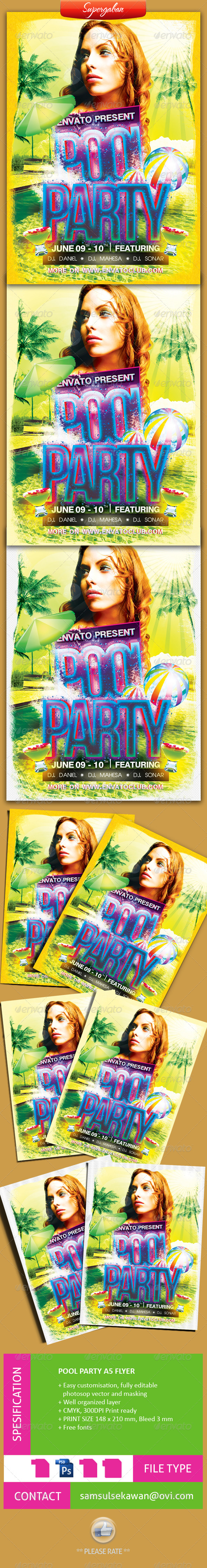 Pool Party A5 Flyer - Clubs & Parties Events