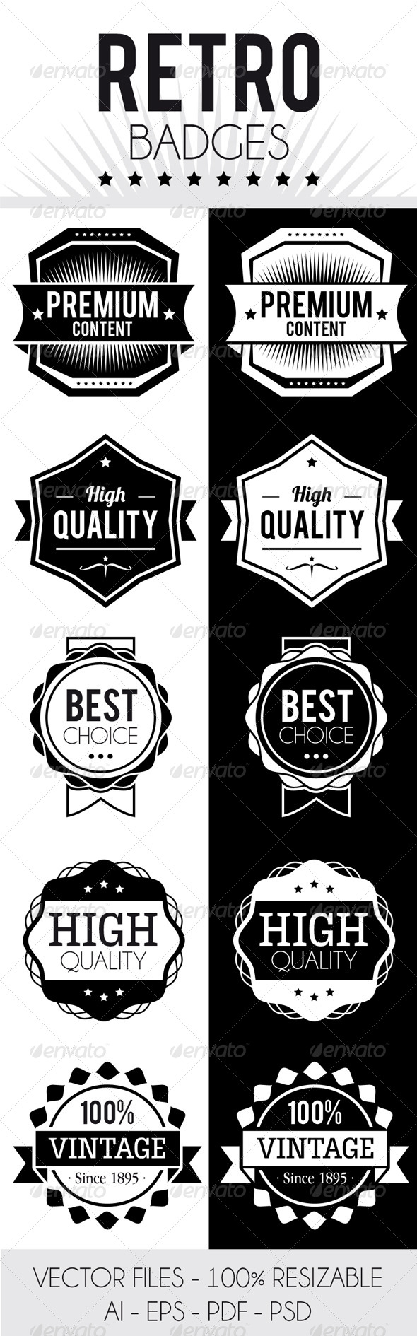 Retro Badges - Badges & Stickers Web Elements