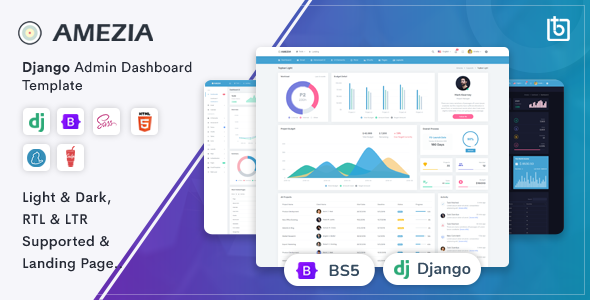 Amezia - Django Admin Dashboard & Landing Page Template