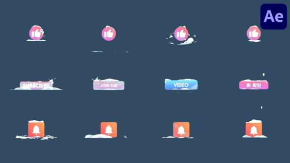 Snow Social Media Subscribe Buttons | After Effects Titles template preview