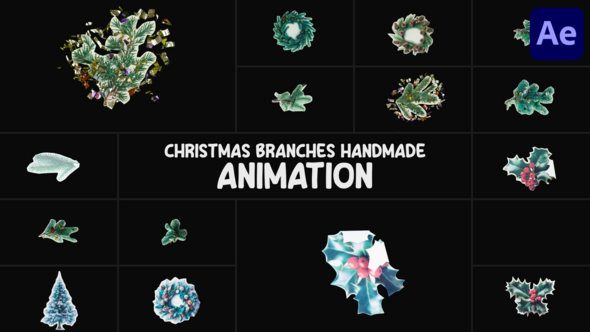 Christmas Branches Handmade Animation | After Effects Elements template preview