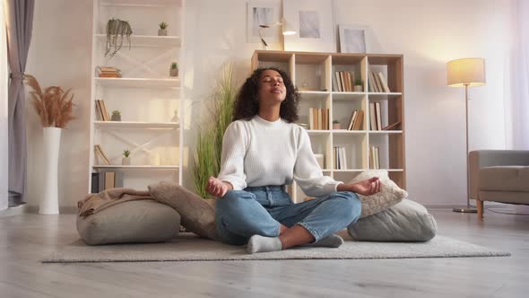 Home Meditation Yoga Relax Serene Woman Lotus Pose alt