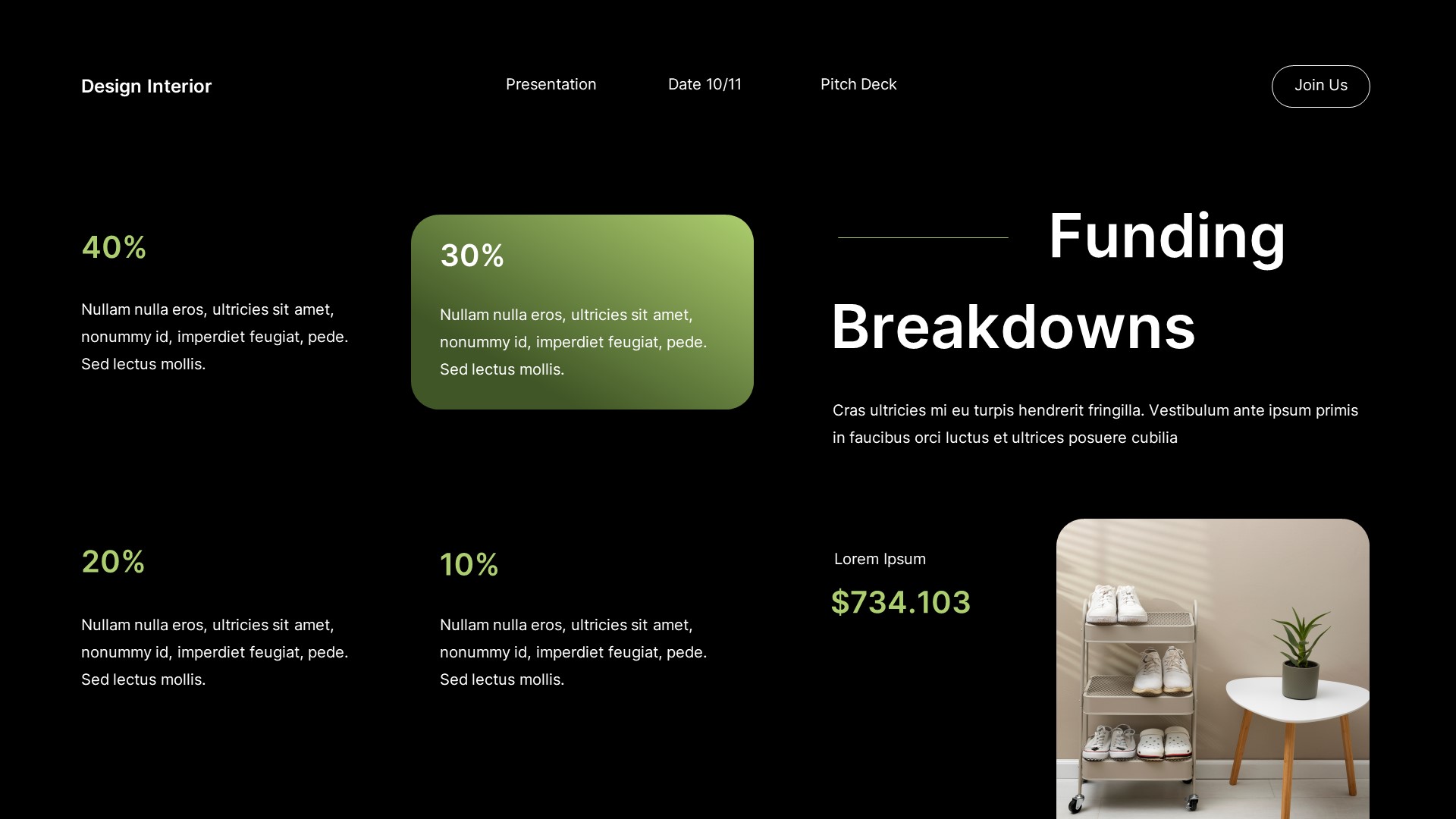 Black Green Gradient Modern Design Interior Pitch Deck Presentation ...