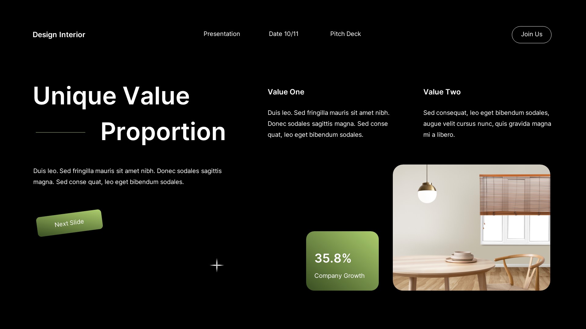 Black Green Gradient Modern Design Interior Pitch Deck Presentation ...