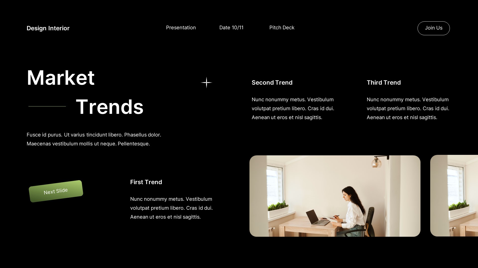 Black Green Gradient Modern Design Interior Pitch Deck Presentation ...