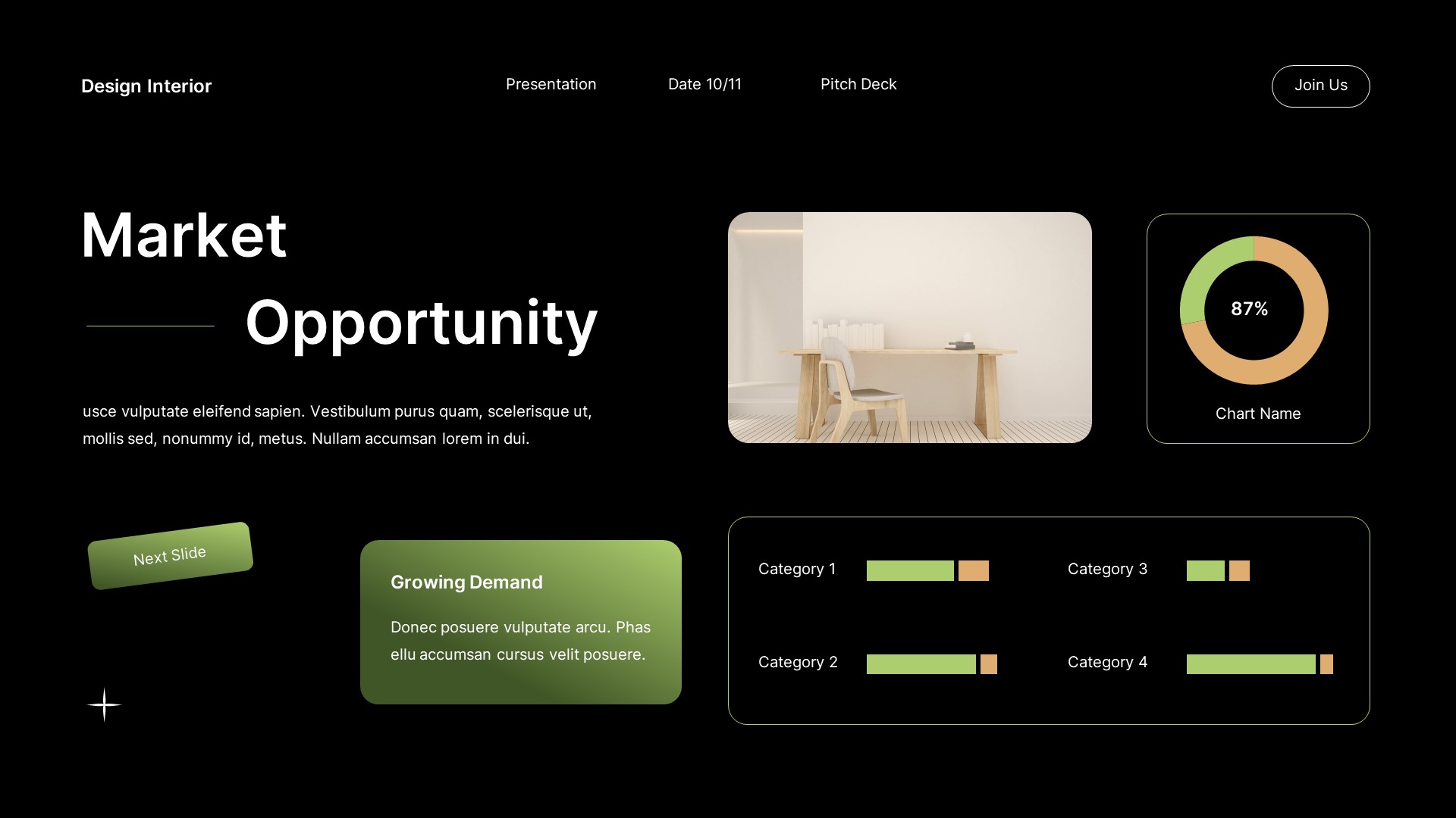 Black Green Gradient Modern Design Interior Pitch Deck Presentation ...