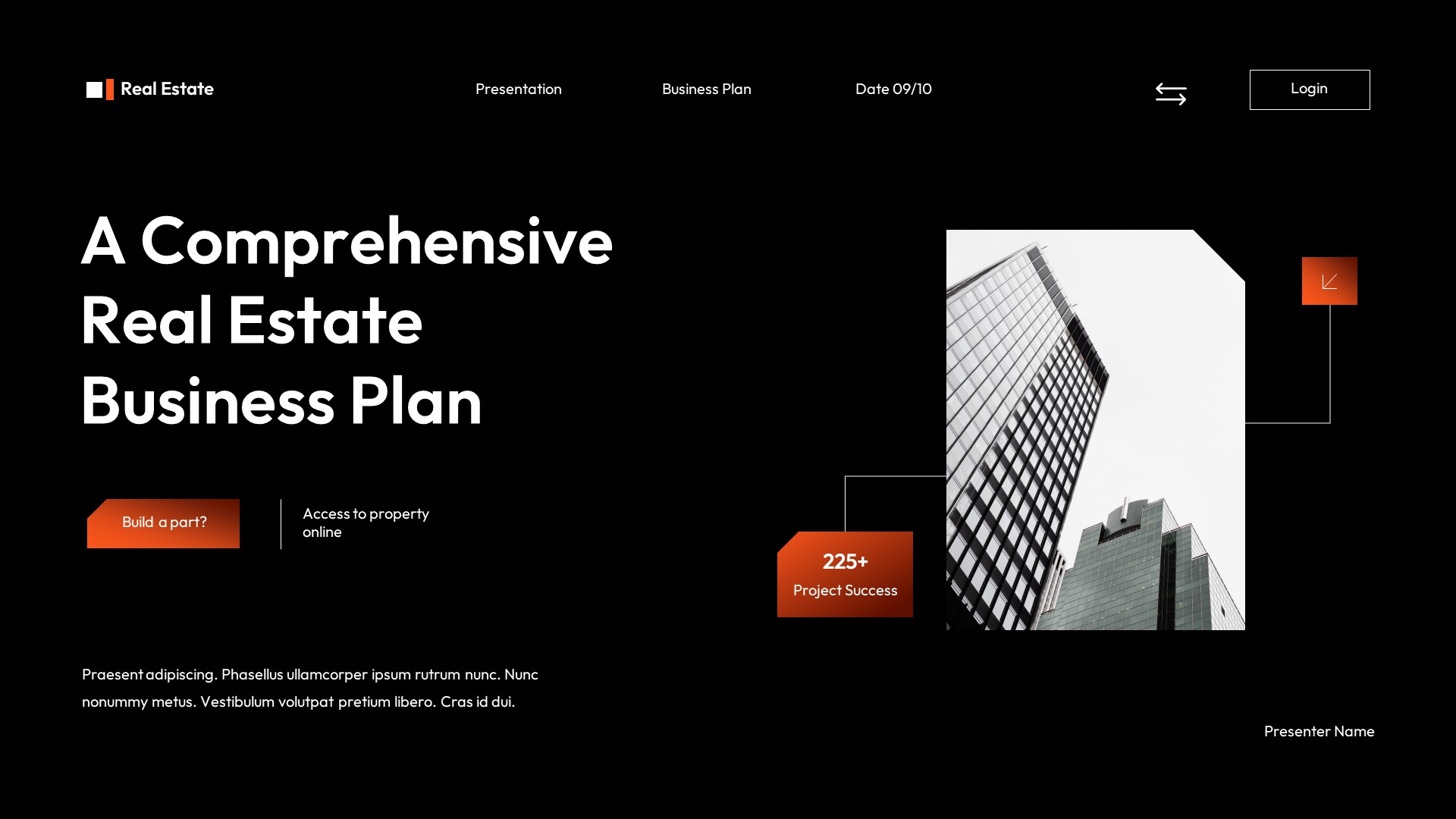 Black Orange Modern Business Plan Presentation, Presentation Templates
