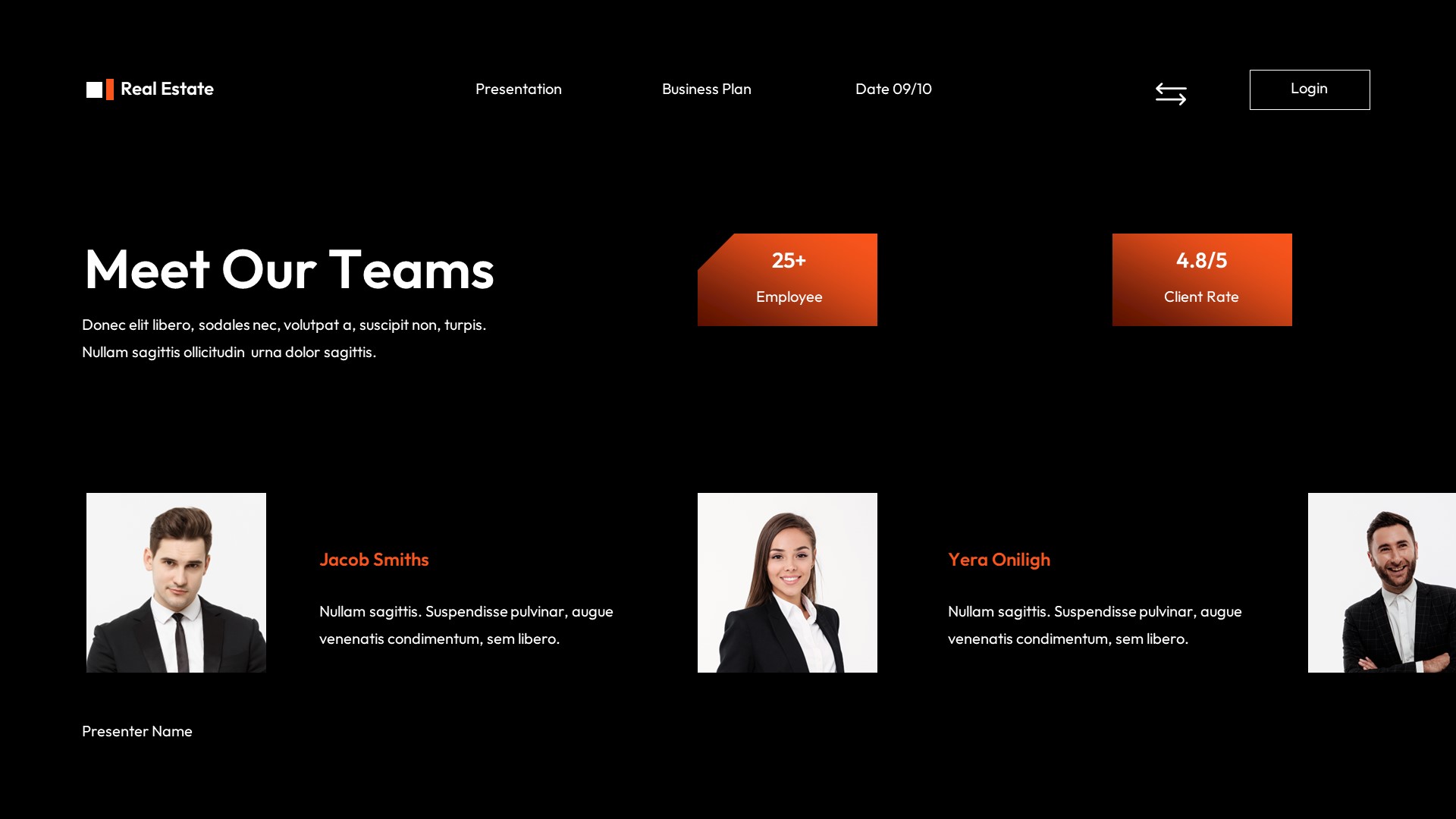 Black Orange Modern Business Plan Presentation, Presentation Templates