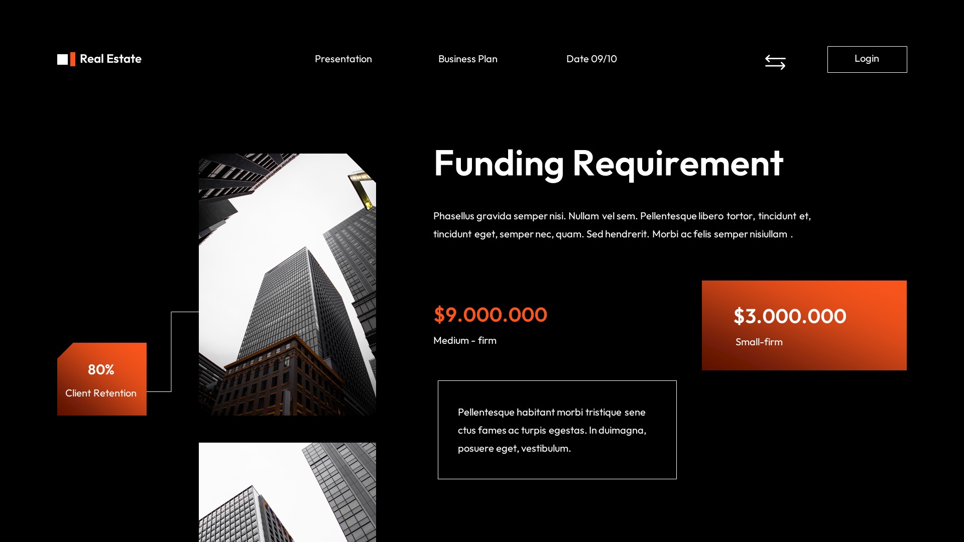 Black Orange Modern Business Plan Presentation, Presentation Templates