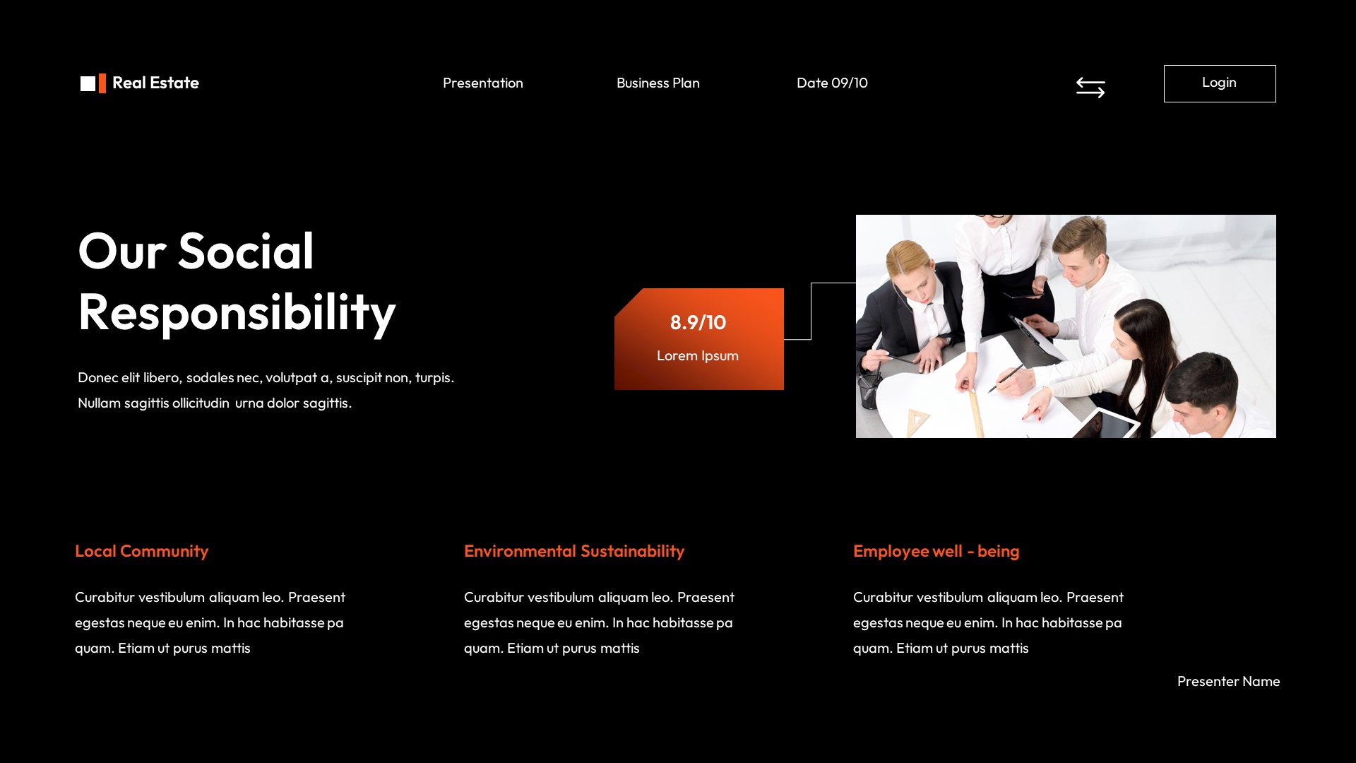 Black Orange Modern Business Plan Presentation, Presentation Templates