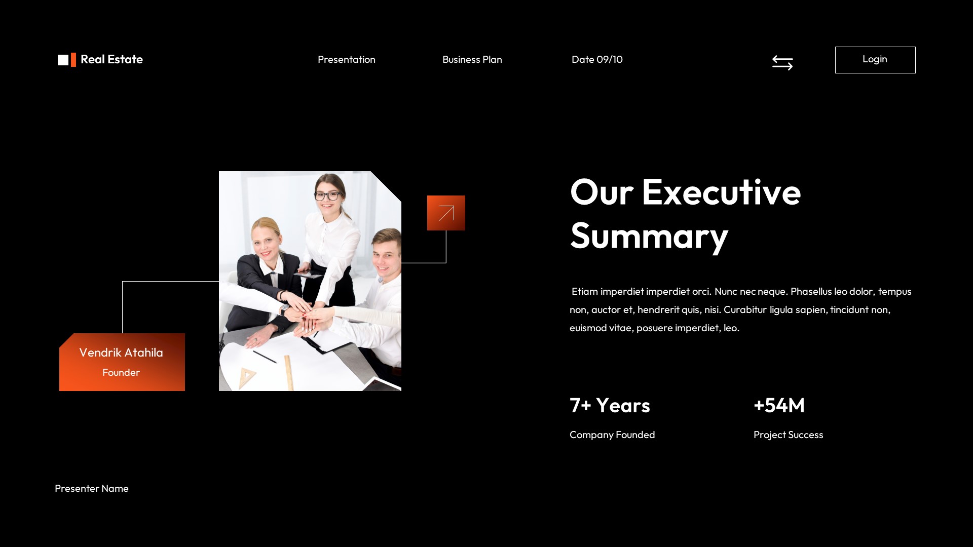 Black Orange Modern Business Plan Presentation, Presentation Templates