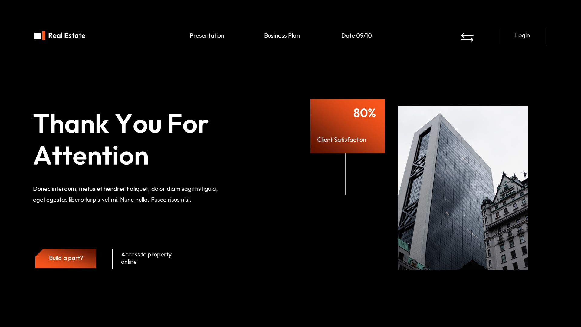 Black Orange Modern Business Plan Presentation, Presentation Templates