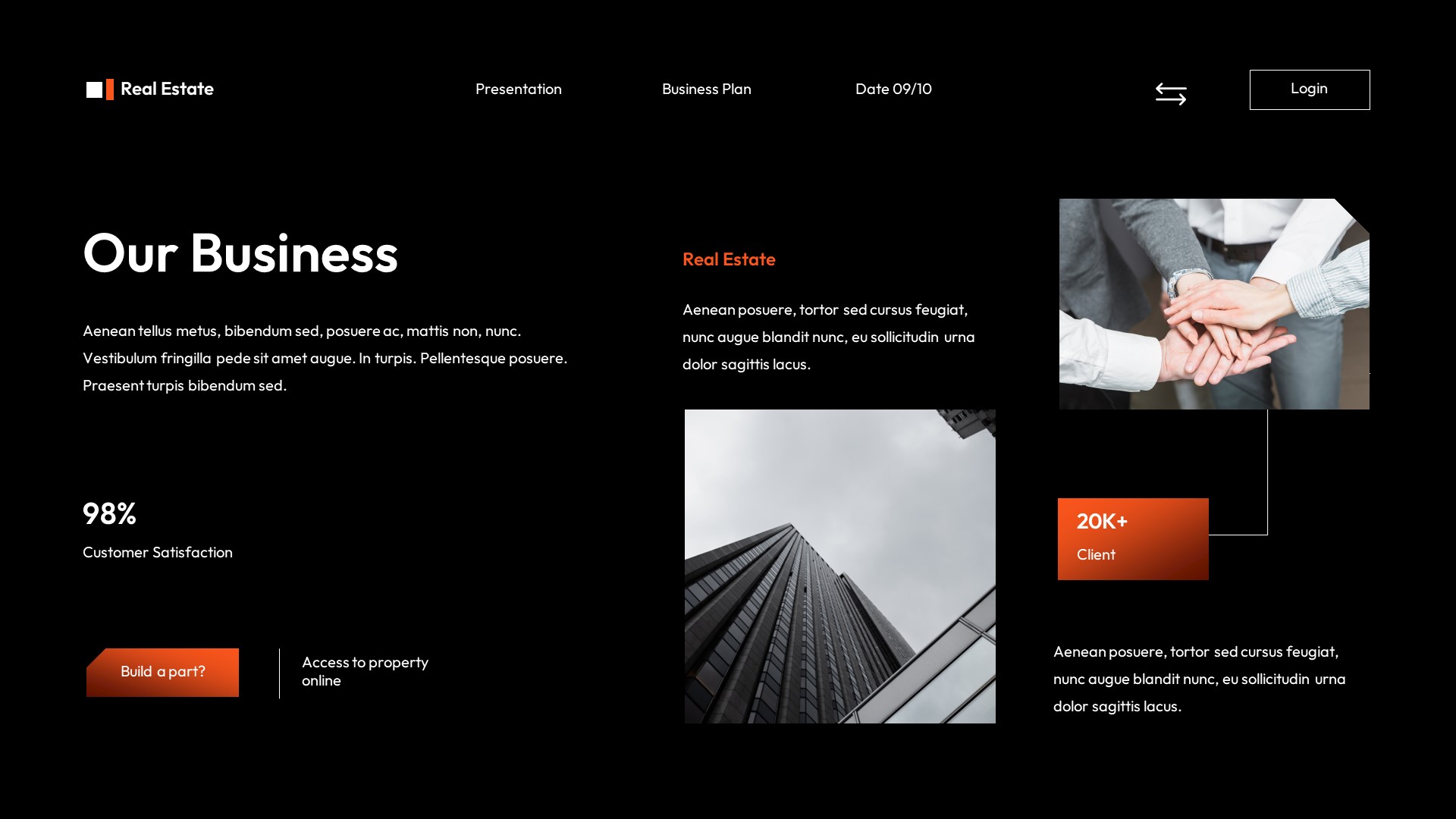 Black Orange Modern Business Plan Presentation, Presentation Templates