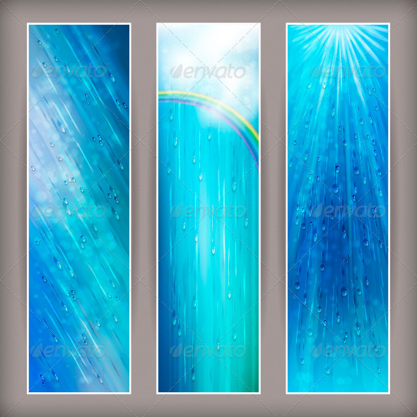  Blue  Rain Banners  Abstract Water Background  Design by 