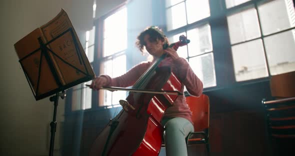 Playing Cello At Music School
