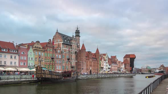 Embankment of Motlawa river in Gdansk, Poland