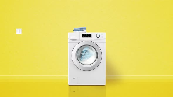 Laundry machine washing clothes loop Yellow Version  alt