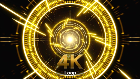 Shining Yellow Spiral Light Particles Tunnel alt