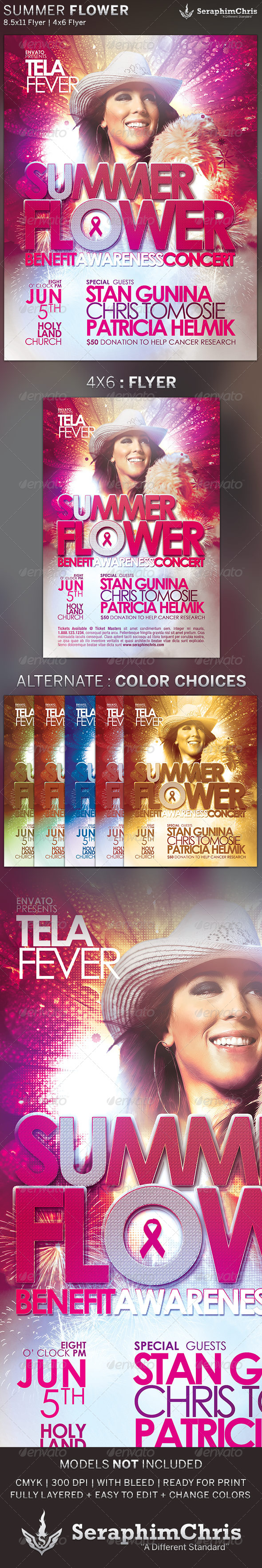 Summer Flower: Church Concert Flyer Template - Concerts Events