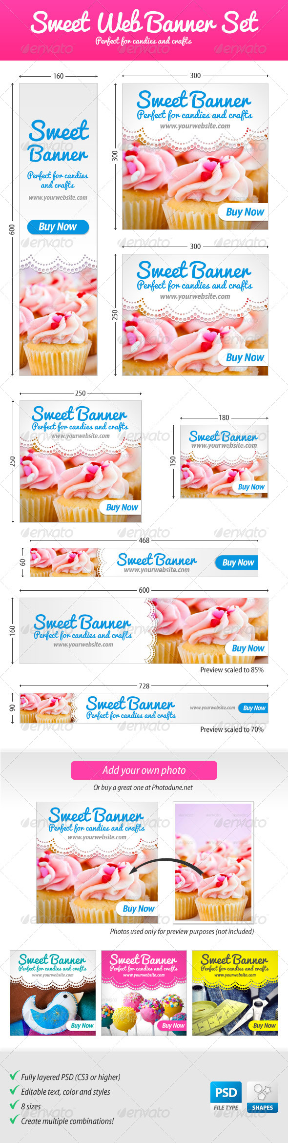 Sweet Web Banner Set - Banners & Ads Web Elements