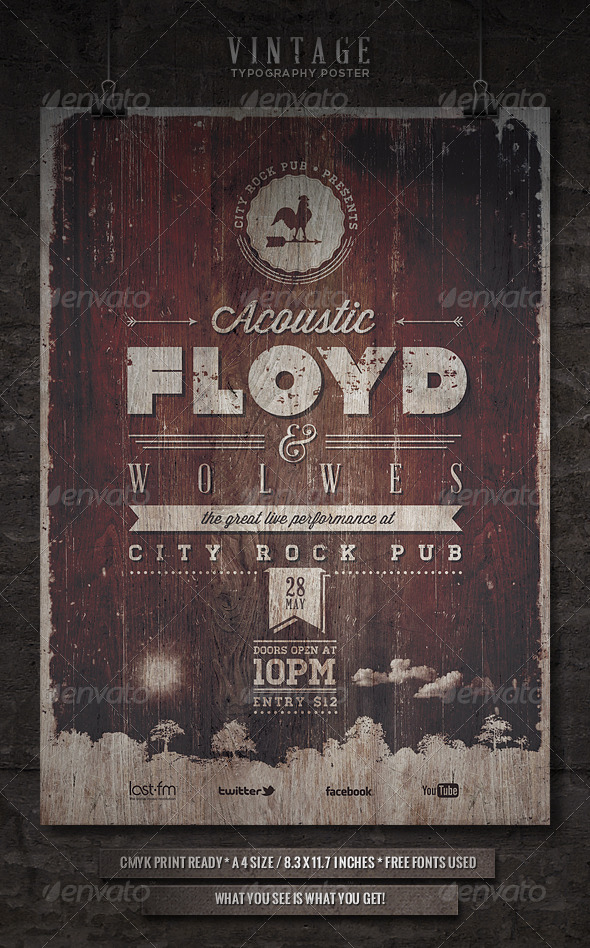 Vintage Typography Poster - IV - Concerts Events