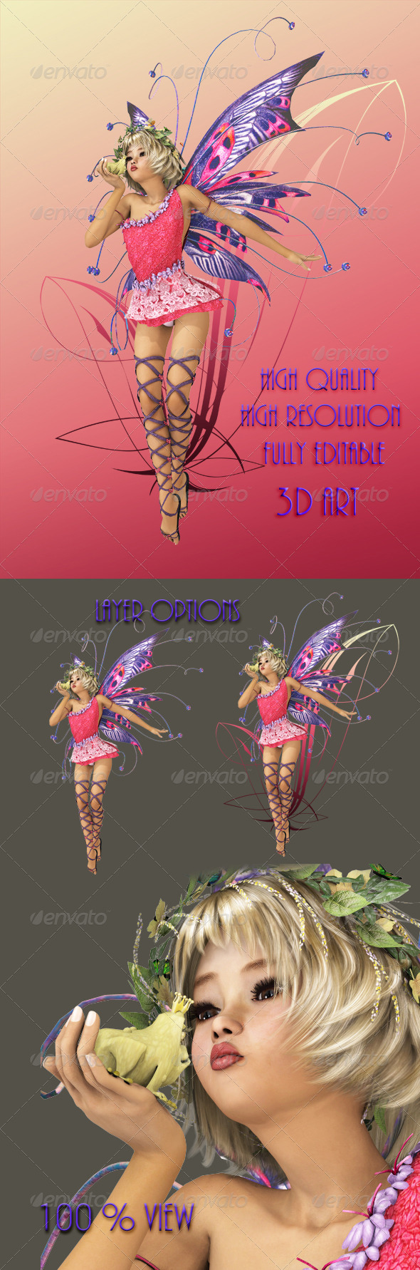 Pink Pixie - Characters 3D Renders