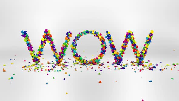 Word WOW Rainbow letters splash 3D animation alt