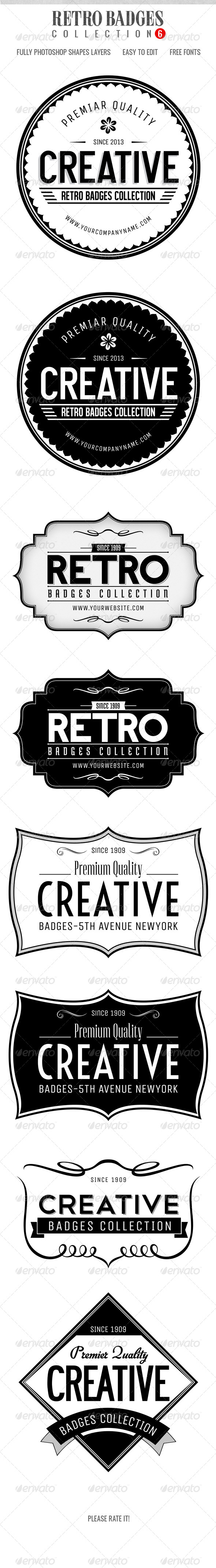Retro Badges col.6 - Badges & Stickers Web Elements