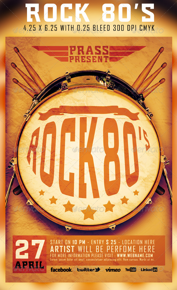 Rock 80 Flyer Template - Events Flyers