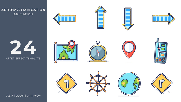 Arrow & Navigation Animated Icons | After Effects Elements template preview