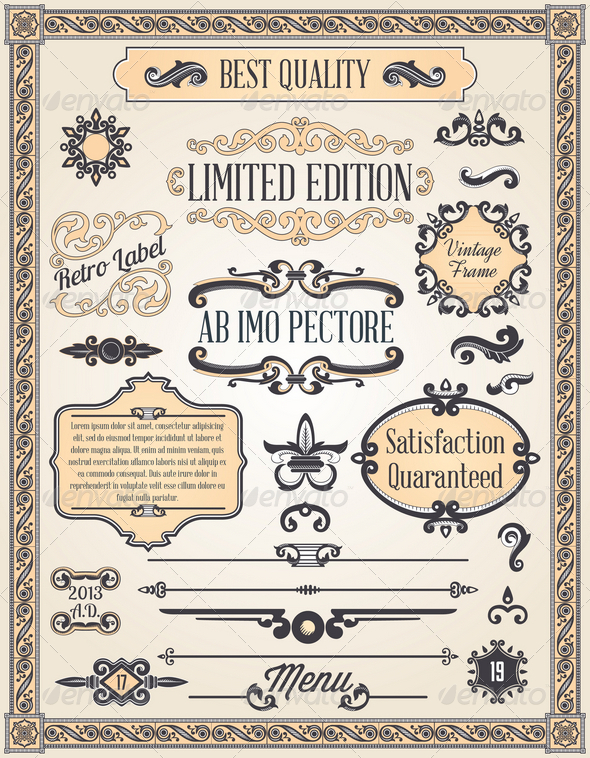 Calligraphic Design Elements and Page Decoration - Decorative Vectors