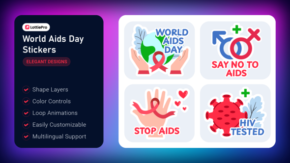 World Aids Day Stickers Elements template preview