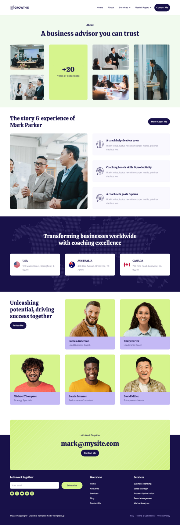 Growthie - Business Coach Elementor Template Kit