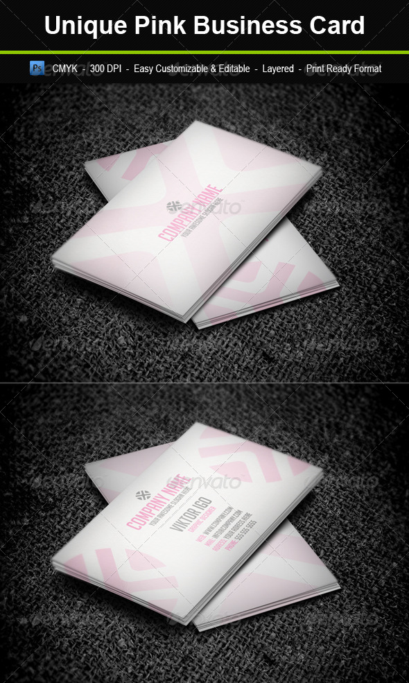 Unique Pink Business Card - Business Cards Print Templates