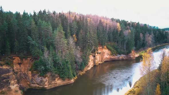 Erglu Cliffs and Great View on the Gauja River Cesis, Latvia