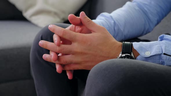 Close Up Man Moving Hands Expressing Anxiety and Nervous Strain Mental Health alt