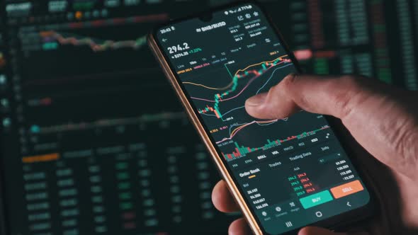 Browse Digital Exchange Market Data Man Touching Smartphone Screen