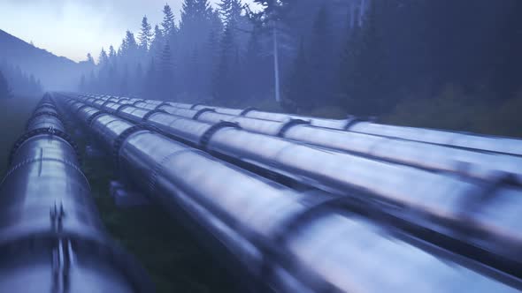 A pipeline running through forest clearance transport fuel over long distances. alt