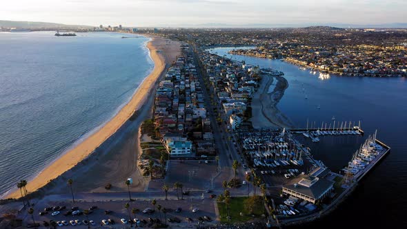 Flying over Alamitos Park and Bay Landing away from the Belmont Shore. alt