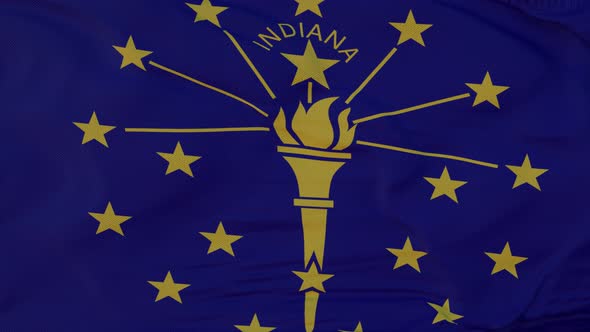 Flag of Indiana State Region of the United States Waving at Wind alt