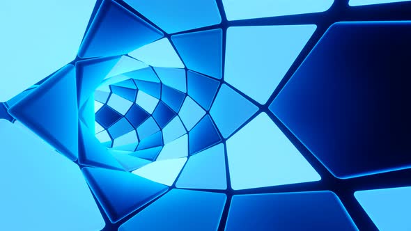 Hypnotic Endless Tunnel, 3D Blue Sci-Fi VJ Loop Motion Graphics