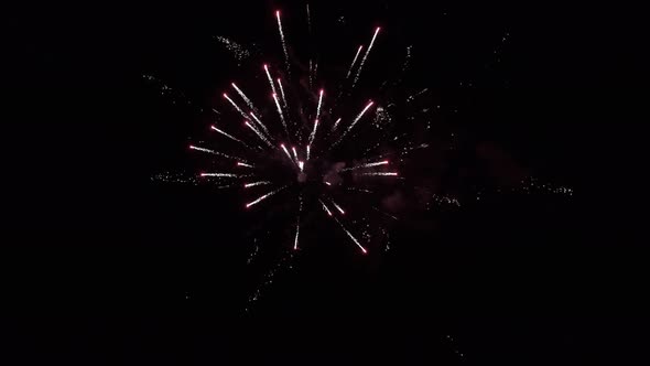 Multicolored aerial fireworks. Festive background of sparkling lights and  flashes of salute. by Foto-Video-Studio