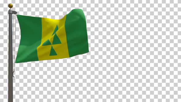Prince Albert City Flag (Saskatchewan, Canada) on Flagpole with Alpha Channel - 4K alt