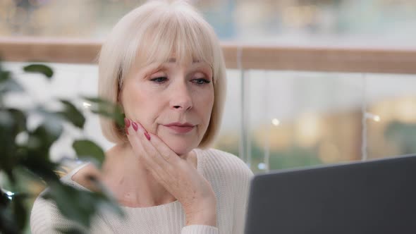 Closeup Mature Puzzled Caucasian Woman Thinking Deep in Thoughts Thoughtful Businesswoman Sitting in alt