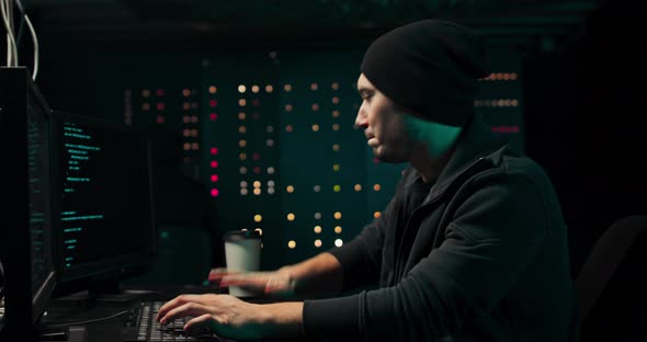 A Nervous Hacker with Dark Circles Under His Eyes Hits the Table with Nerves After alt