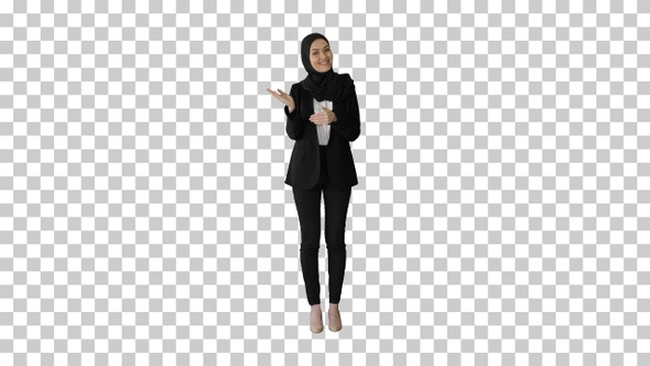 Confident young muslim business woman, Alpha Channel alt