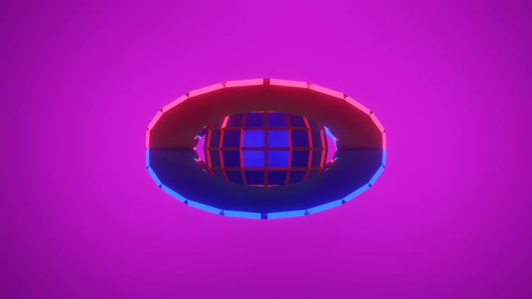 Futuristic ball rotates in rings . alt